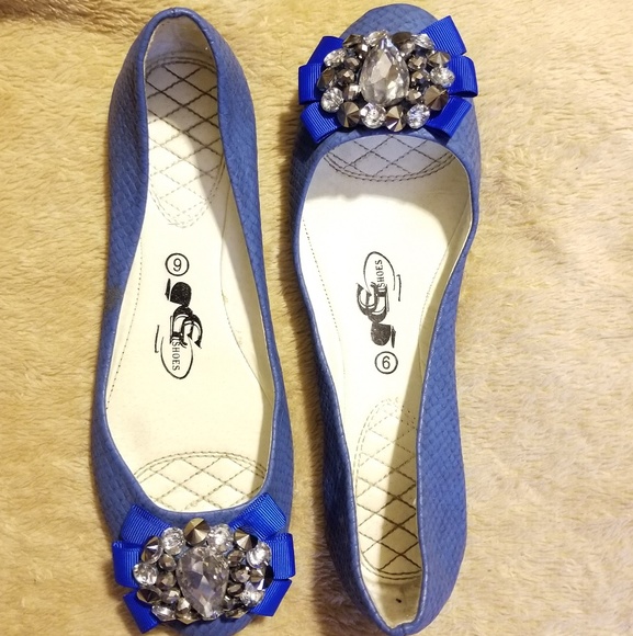 GC Shoes - Blue Gemstone Flats - Picture 2 of 5